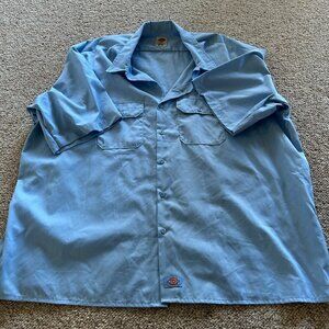Dickies Men's 4X Blue Work Shirt – Vintage, Short Sleeve, Durable Workwear